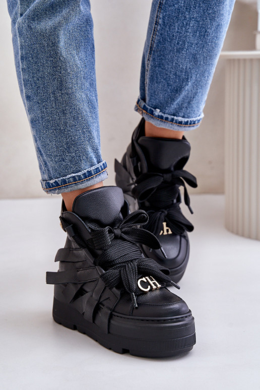 Piel Zapatillas modelo zapatos. Femenino con una plataforma CheBello 4561 de color negro Piel Zapatillas modelo zapatos. Femenino con una plataforma CheBello 4561 de color negro