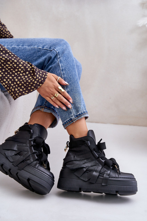 Piel Zapatillas modelo zapatos. Femenino con una plataforma CheBello 4561 de color negro Piel Zapatillas modelo zapatos. Femenino con una plataforma CheBello 4561 de color negro