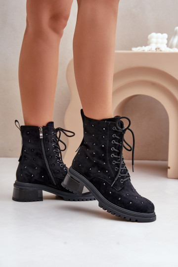 Botas de trabajo forradas decoradas para mujer D&A MR880-017 color negro 2