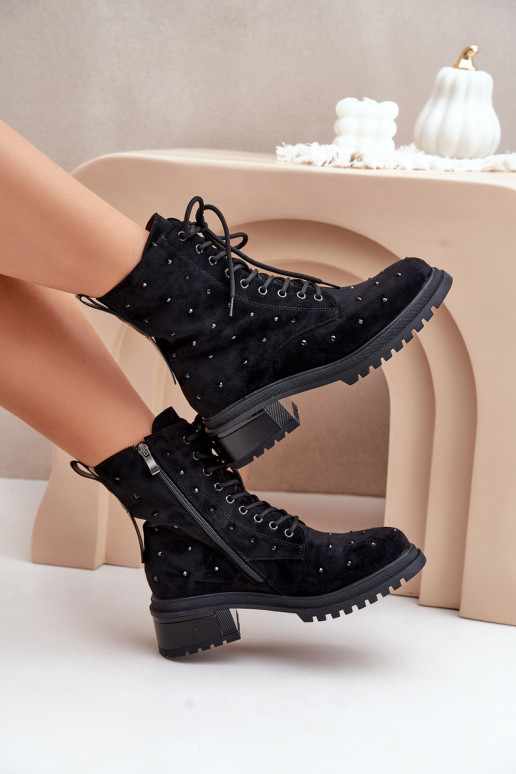 Decorado botines de trabajo Femenino calentamiento D&A MR880-017 de color negro