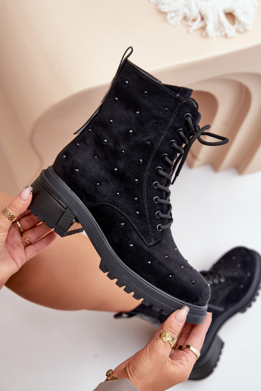 Decorado botines de trabajo Femenino calentamiento D&A MR880-017 de color negro