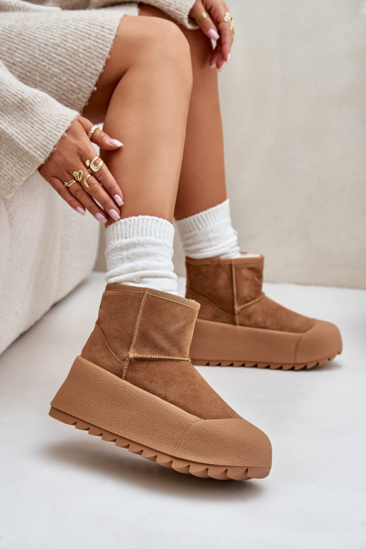 calentamiento de gamuza Botas de nieve con una plataforma Big Star OO274A212 color marrón calentamiento de gamuza Botas de nieve con una plataforma Big Star OO274A212 color marrón