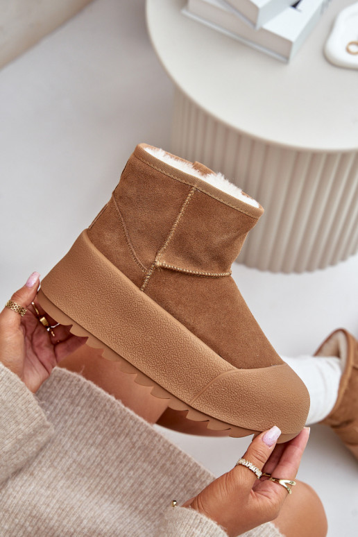 calentamiento de gamuza Botas de nieve con una plataforma Big Star OO274A212 color marrón calentamiento de gamuza Botas de nieve con una plataforma Big Star OO274A212 color marrón