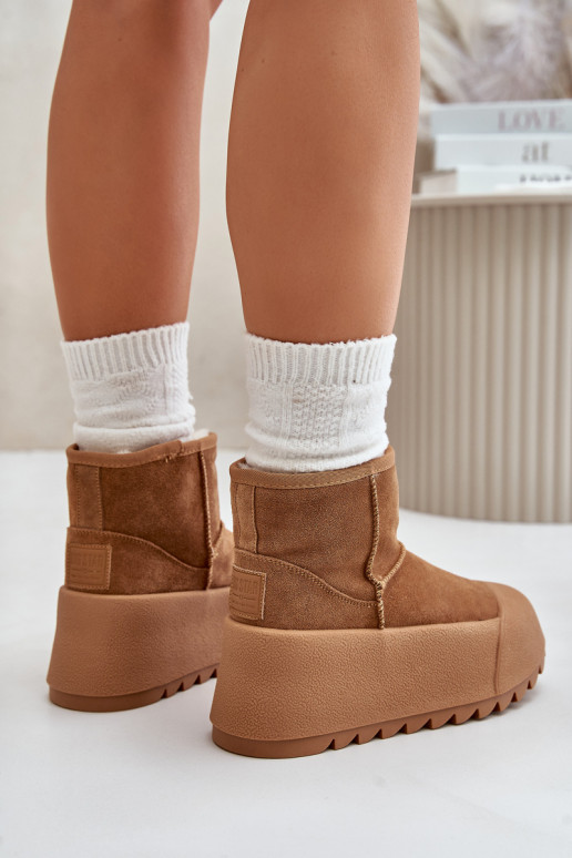 calentamiento de gamuza Botas de nieve con una plataforma Big Star OO274A212 color marrón calentamiento de gamuza Botas de nieve con una plataforma Big Star OO274A212 color marrón