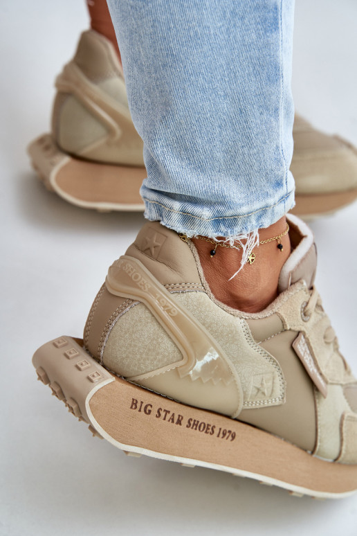 Piel Zapatillas modelo zapatos. Femenino Big Star OO274564 Hi-Poly System beige