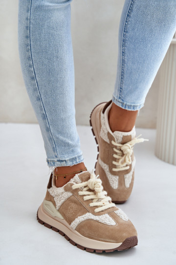 Zapatos deportivos de cuero cálidos para mujer Big Star OO274A317 HI-POLY SYSTEM color arena