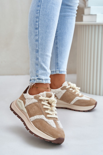 Zapatos deportivos de cuero cálidos para mujer Big Star OO274A317 HI-POLY SYSTEM color arena 2