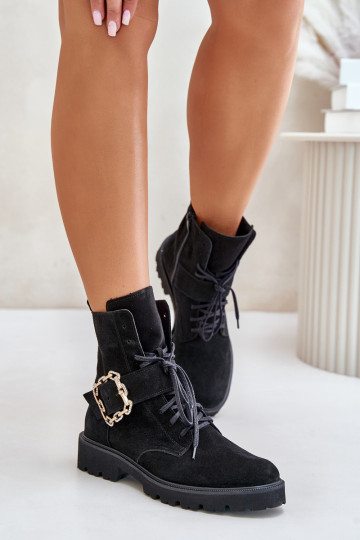 Botas de ante Zazoo 2951 con hebillas color negro