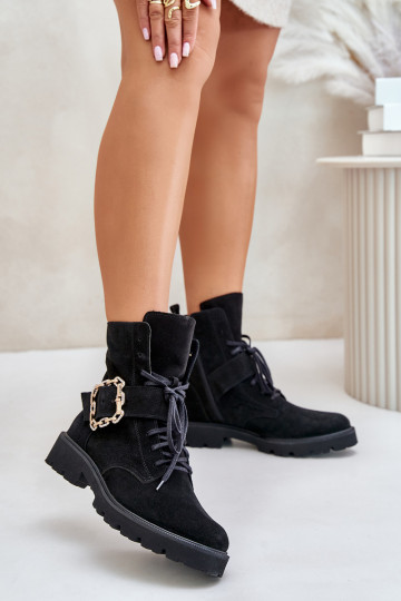 Botas de ante Zazoo 2951 con hebillas color negro 2