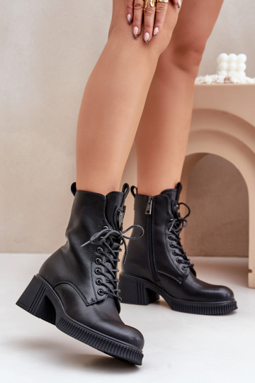 Botines cálidos de mujer de cuero natural Vinceza 66671 color negro
