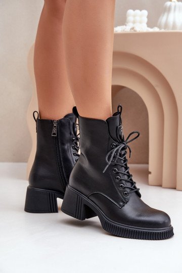 Botines cálidos de mujer de cuero natural Vinceza 66671 color negro 2