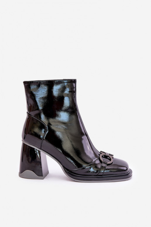 con efecto barniz Botas cálidas en el talón. con adornos D&A MR880-021 de color negro con efecto barniz Botas cálidas en el talón. con adornos D&A MR880-021 de color negro