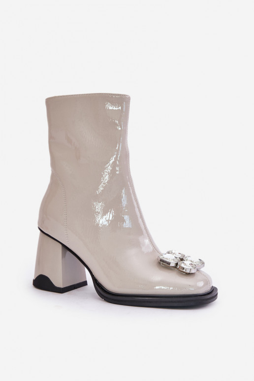 con efecto barniz Botas de mujer con adornos D&A MR880-019 color gris