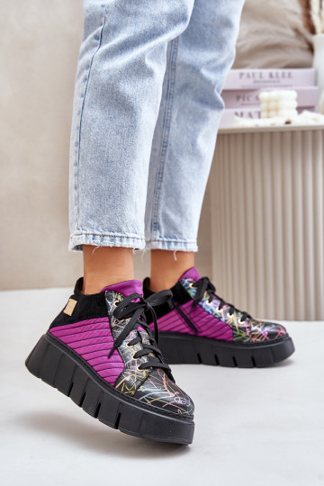 Zapatos deportivos de cuero con plataforma Tai Turiciejka 06767-15, color rosa 2