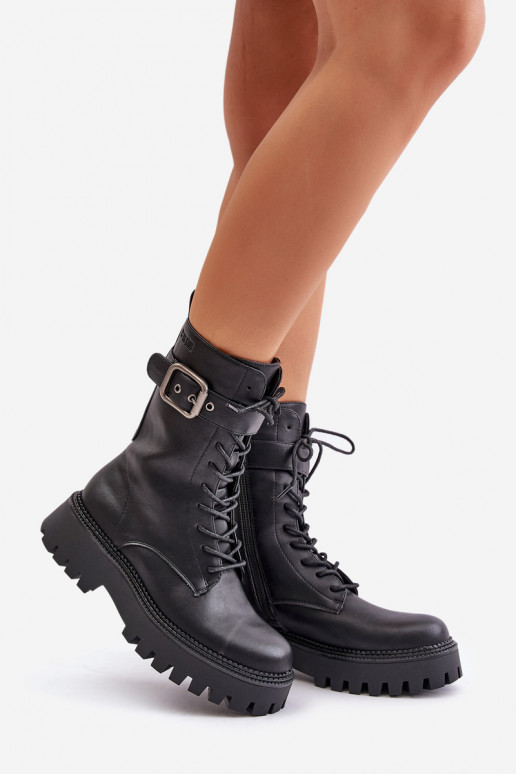 calentamiento botines de trabajo con hebillas Big Star OO274137 de color negro calentamiento botines de trabajo con hebillas Big Star OO274137 de color negro