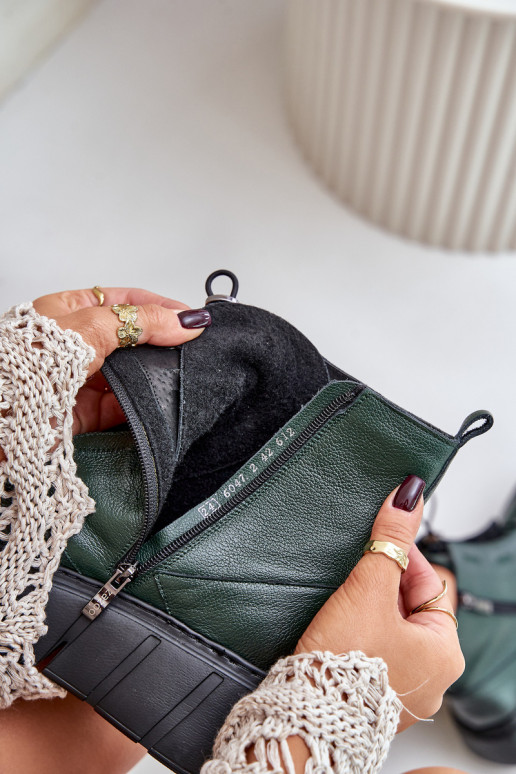 Zazoo 60472 Piel Botas con una plataforma I Koturnie de color caqui