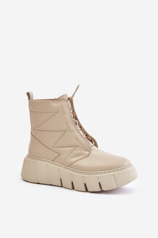 Zazoo 60472 Piel Botas con una plataforma I Koturnie beige Zazoo 60472 Piel Botas con una plataforma I Koturnie beige