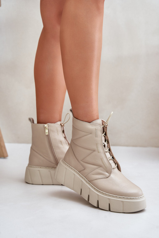 Zazoo 60472 Piel Botas con una plataforma I Koturnie beige Zazoo 60472 Piel Botas con una plataforma I Koturnie beige