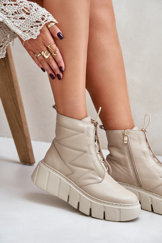 Zazoo 60472 Piel Botas con una plataforma I Koturnie beige Zazoo 60472 Piel Botas con una plataforma I Koturnie beige