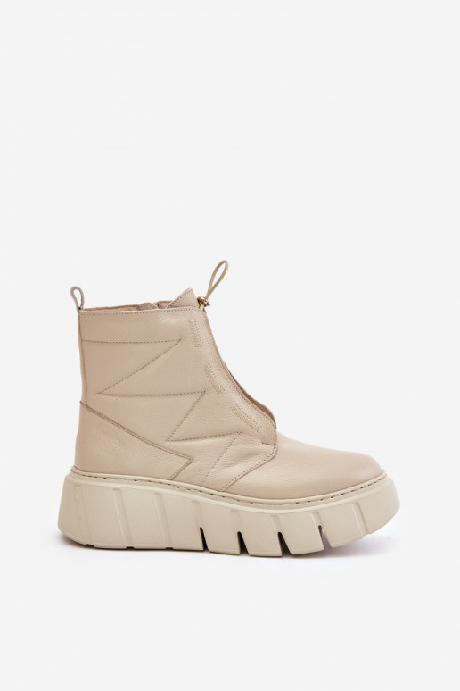 Zazoo 60472 Piel Botas con una plataforma I Koturnie beige Zazoo 60472 Piel Botas con una plataforma I Koturnie beige