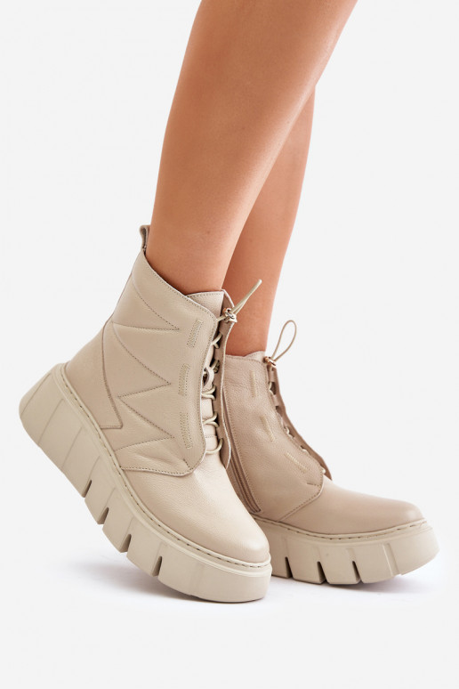 Zazoo 60472 Piel Botas con una plataforma I Koturnie beige Zazoo 60472 Piel Botas con una plataforma I Koturnie beige