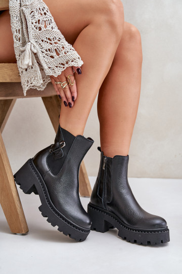 Zazoo 60490 Piel calentamiento Botas con adornos de color negro