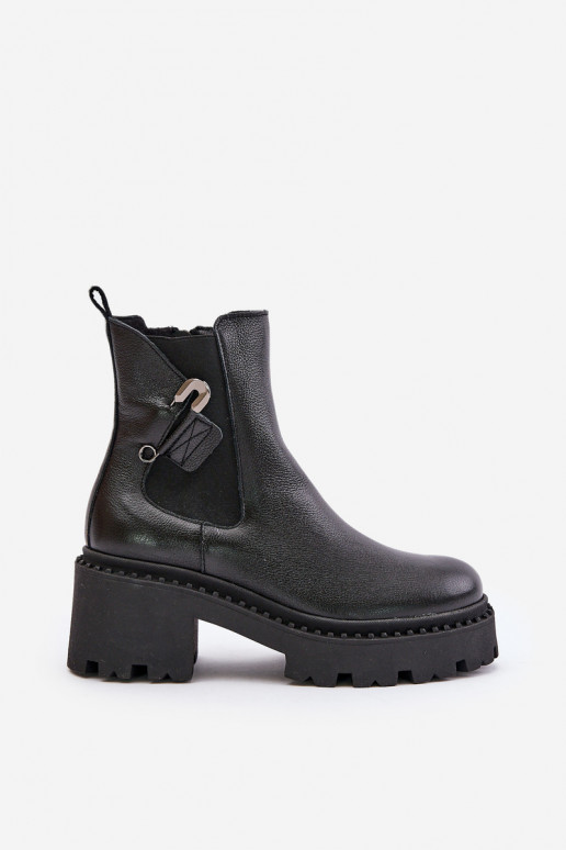 Zazoo 60490 Piel calentamiento Botas con adornos de color negro Zazoo 60490 Piel calentamiento Botas con adornos de color negro