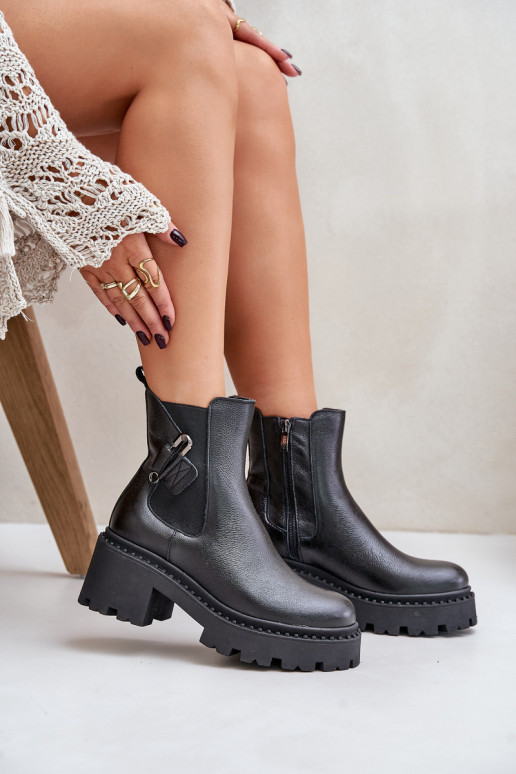 Zazoo 60490 Piel calentamiento Botas con adornos de color negro Zazoo 60490 Piel calentamiento Botas con adornos de color negro