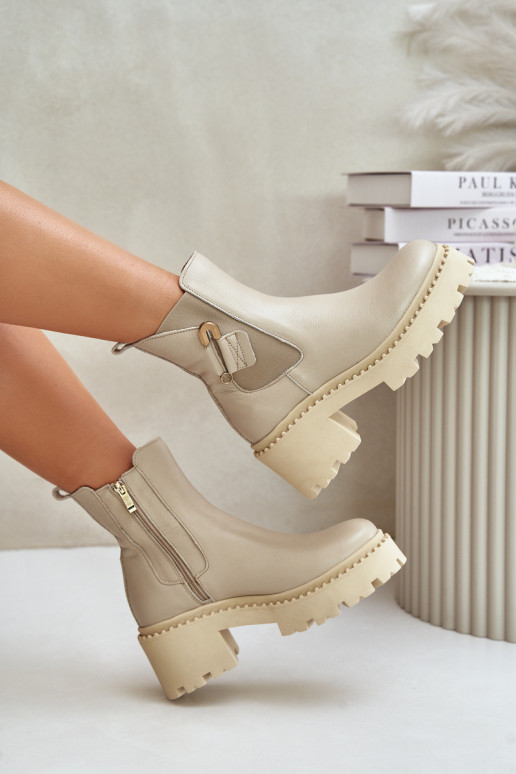 Zazoo 60490 Piel calentamiento Botas con adornos color marfil Zazoo 60490 Piel calentamiento Botas con adornos color marfil