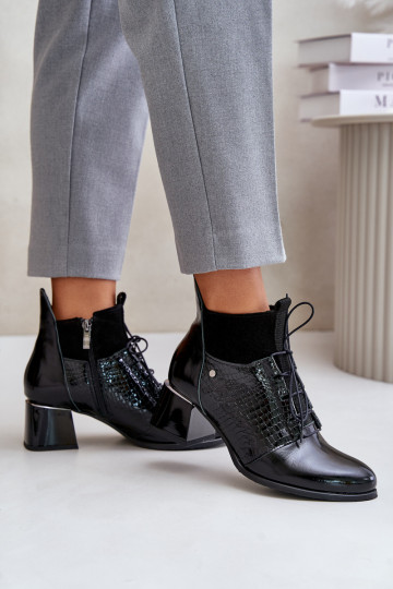 Zazoo 60503 Piel Botas con tacones calentamiento de color negro