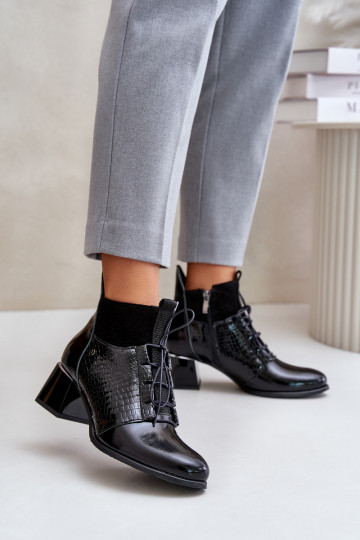 Zazoo 60503 Piel Botas con tacones calentamiento de color negro 2