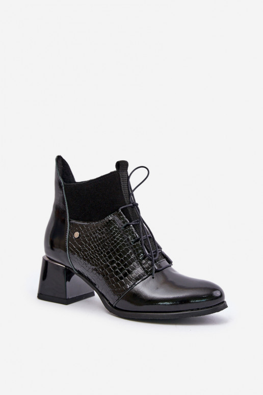 Zazoo 60503 Piel Botas con tacones calentamiento de color negro Zazoo 60503 Piel Botas con tacones calentamiento de color negro