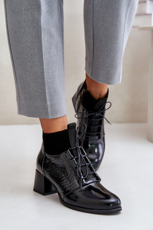 Zazoo 60503 Piel Botas con tacones calentamiento de color negro Zazoo 60503 Piel Botas con tacones calentamiento de color negro