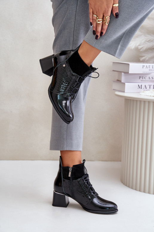 Zazoo 60503 Piel Botas con tacones calentamiento de color negro Zazoo 60503 Piel Botas con tacones calentamiento de color negro