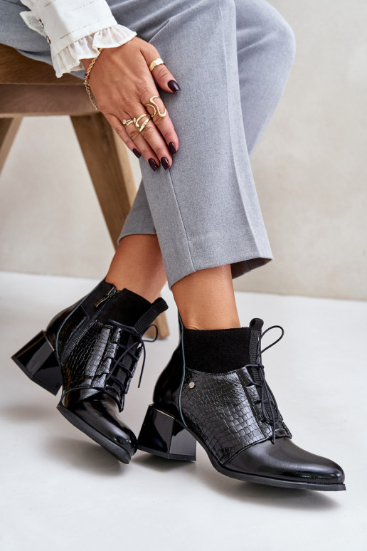 Zazoo 60503 Piel Botas con tacones calentamiento de color negro Zazoo 60503 Piel Botas con tacones calentamiento de color negro