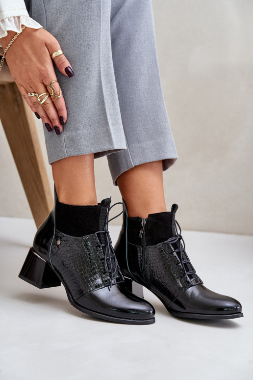 Zazoo 60503 Piel Botas con tacones calentamiento de color negro Zazoo 60503 Piel Botas con tacones calentamiento de color negro