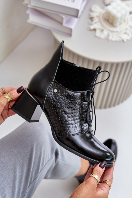 Zazoo 60503 Piel Botas con tacones calentamiento de color negro Zazoo 60503 Piel Botas con tacones calentamiento de color negro