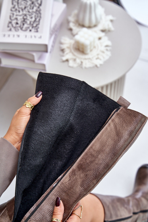 Zazoo 70141 Piel botas de mujer Contra el camino color marrón