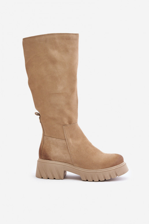 Zazoo 70145 de gamuza botas Contra el camino calentamiento beige