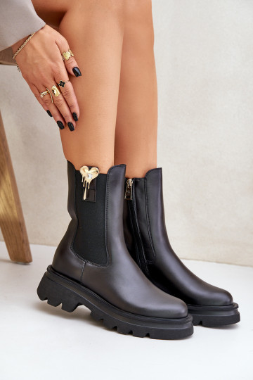 Piel botas con estilo con decoracion CheBello 4537 de color negro 2