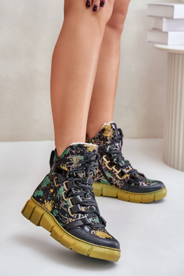 Piel isósceles Botas con cordones Tiene queciejka 06158-07 amarillo --de color negro 2