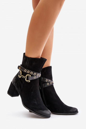 Botines de ante para mujer con tacones decorados Tai Turiciejka 06679-01, color negro 2