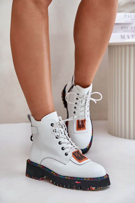 Piel Botas zapatos Femenino Al castillo Artiker 55C0515 el color blanco