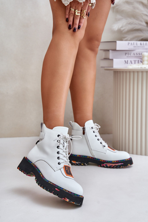 Piel Botas zapatos Femenino Al castillo Artiker 55C0515 el color blanco