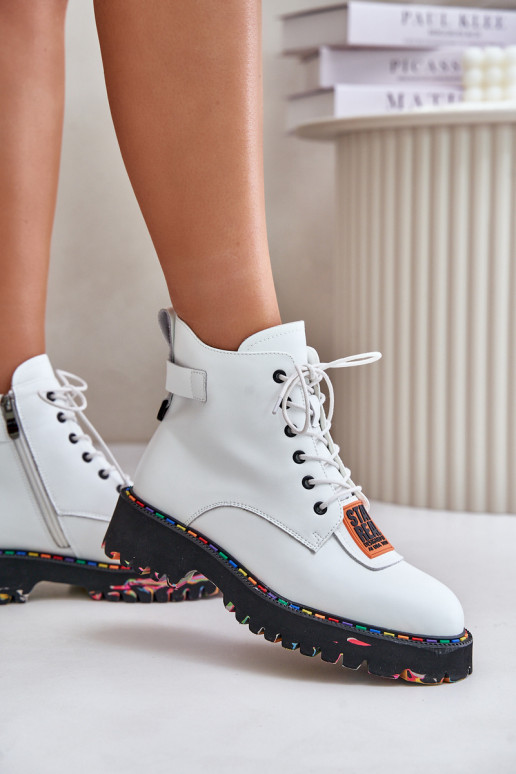 Piel Botas zapatos Femenino Al castillo Artiker 55C0515 el color blanco