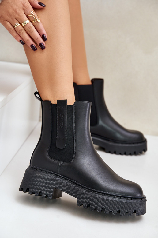 Piel calentamiento botas con estilo Femenino Big Star OO274A386 de color negro