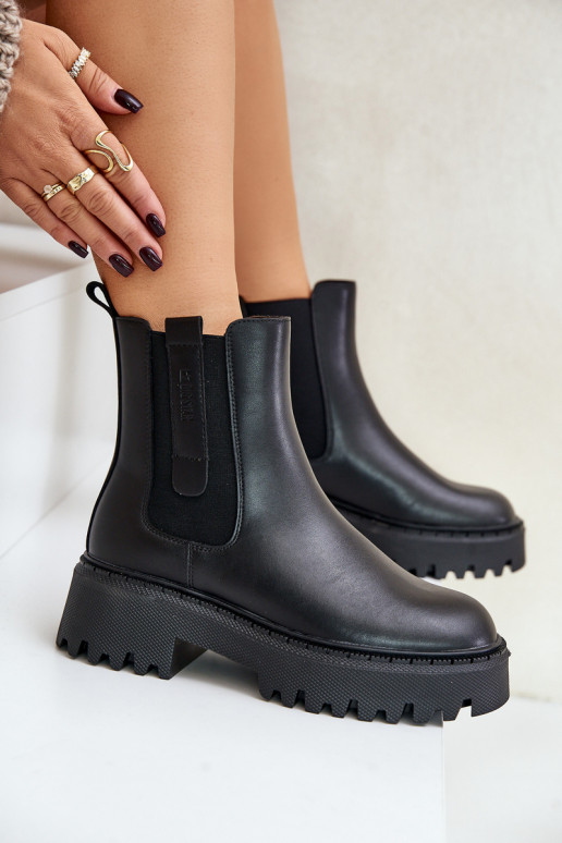 Piel calentamiento botas con estilo Femenino Big Star OO274A386 de color negro