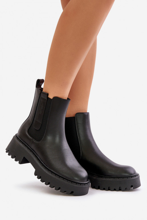 Piel calentamiento botas con estilo Femenino Big Star OO274A386 de color negro