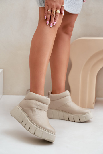 Zazoo 60470 Piel Botas con calentamiento de lana con una plataforma color marfil