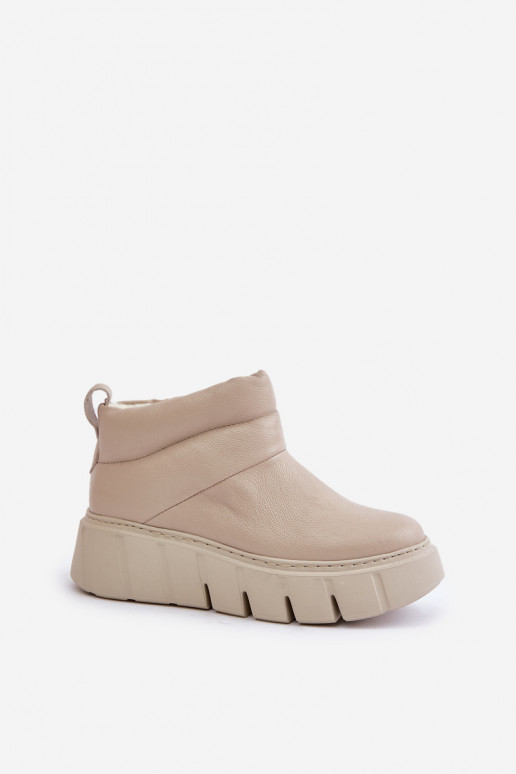 Zazoo 60470 Piel Botas con calentamiento de lana con una plataforma color marfil